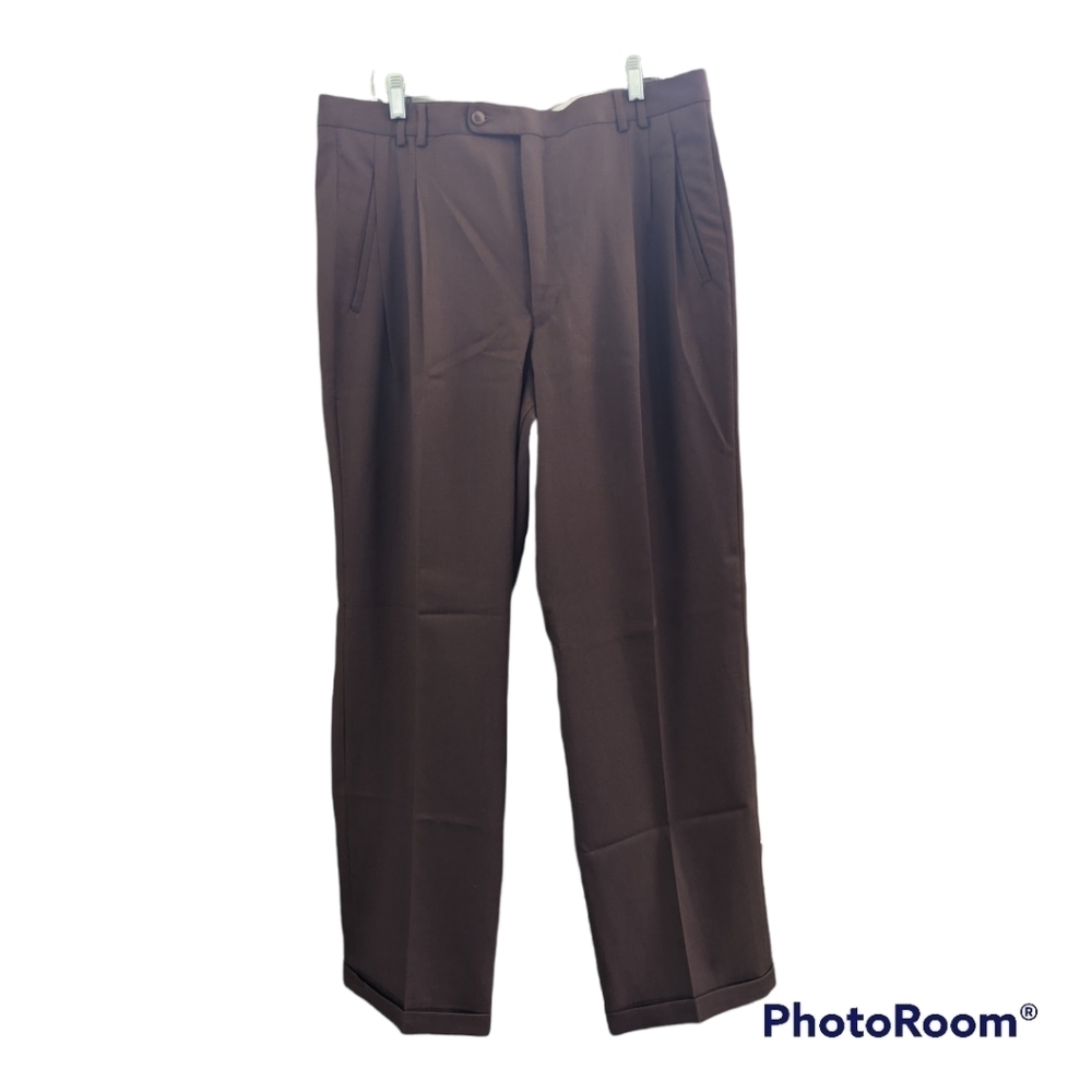 Alan Stuart Brown Pleated Men's Dress Pants
